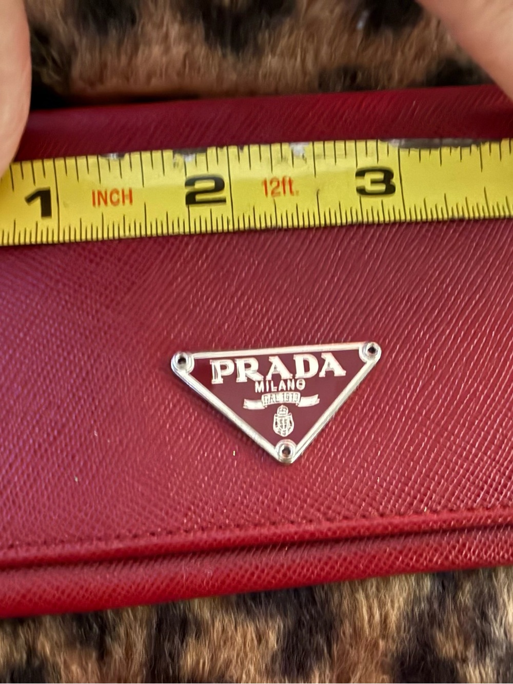 Prada Red Saffiano Leather Triangular Plaque Card case wallet - Picture 4 of 5